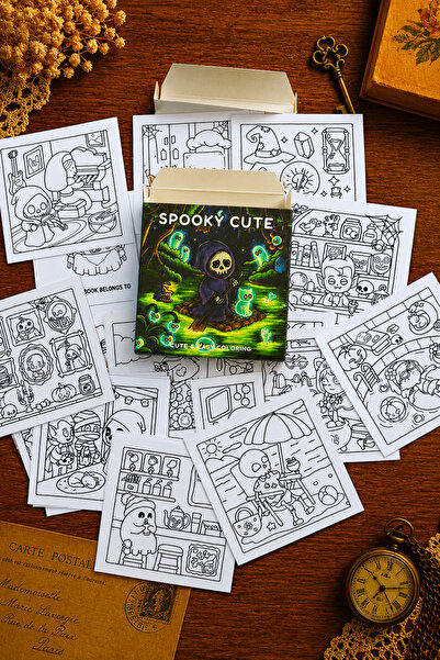 stickybloom Spooky Cute Temalı Mini Boyama Kartpostalları 36 Adet