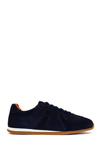 Derimod Men's Navy Blue Lace-Up Suede Leather Sneaker 26Sfd766610