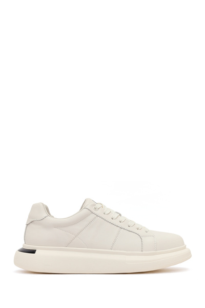Derimod Erkek Beyaz Bağcıklı Kalın Tabanlı Deri Sneaker 26SFD699018