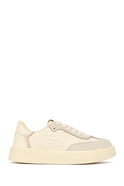 Derimod Kadın Bej Kalın Tabanlı Bağcıklı Sneaker 26PFE145414