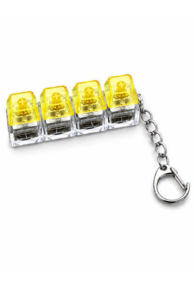 Yellow Illuminated 4-Piece Stress Reliever Mechanical Key Ring Keychain Audible Mechanical Key Feeling