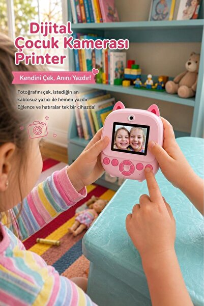 Torima Dijital Fotoğraf Makineleri Çocuk Termal Resim Baskılı Yazıcı Kamera Video Makinesi CMR21 Pembe