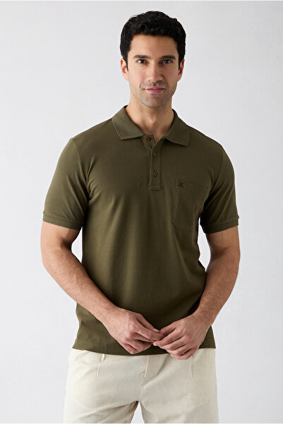 Kiğılı Regular Fit Pamuk Nakışlı Cepli Kıvrılmaz Polo Yaka Tişört