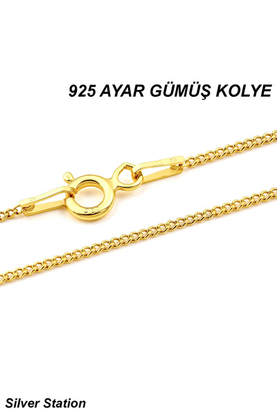 Silver Station Altın Renk 925 Ayar Gümüş Kolye - Gurmet Zincir Kolye 40-45-50...