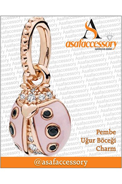 Genel Markalar Pembe uğur böceği charm | gümüş kaplama
