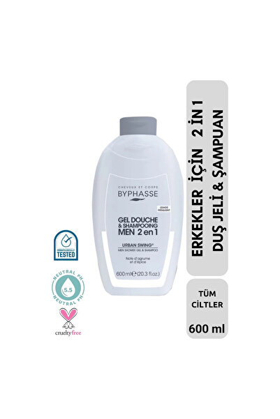 BYPHASSE 2 in 1 Shower Gel & Shampoo for Men Urban Swing for Men 600ml