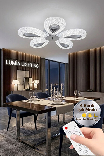Lumia Lighting Damla Model 5"li Gümüş Kumandalı 3 Renk Modu Ledli Modern Plaf...