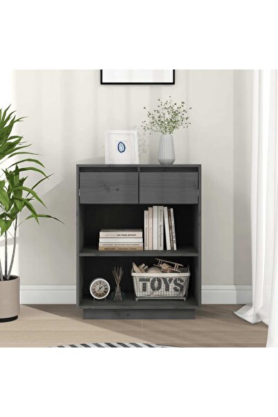 Concept Dulap consolă, gri, 60x34x75 cm, lemn masiv de pin