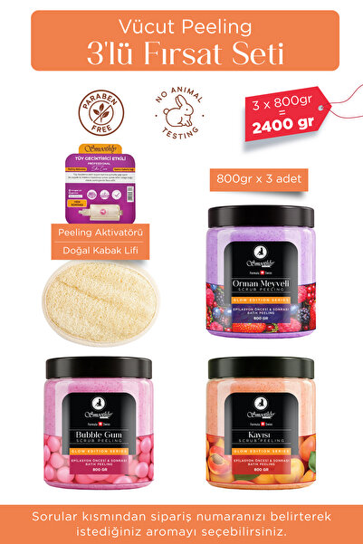 Smoothly Ekonomik Set 800gr X 3 Adet Batık ve Çilek bacak için Peeling ve Uyg...