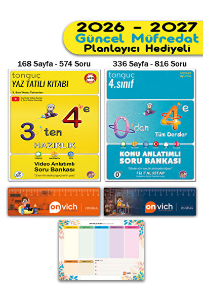 Tonguç Yayınları 4. Sınıf 3 ten 4 e Hazırlık Yaz Tatili Kitabı - 0 dan 4 e Ko...