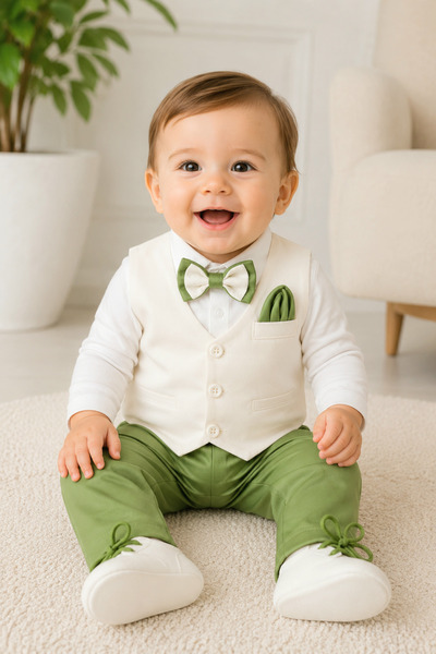 Baby Boy Bow Tie & Tie Special Day Outfit - 7-Piece Set Mevlüt Set - 1 Year Birthday