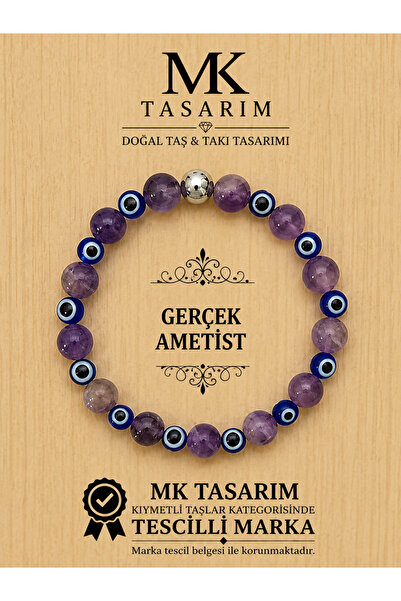 MK tasarım سوار من حجر الأميثيست الأصلي مع خرز العين الشريرة - MKT.1.101.57 س...