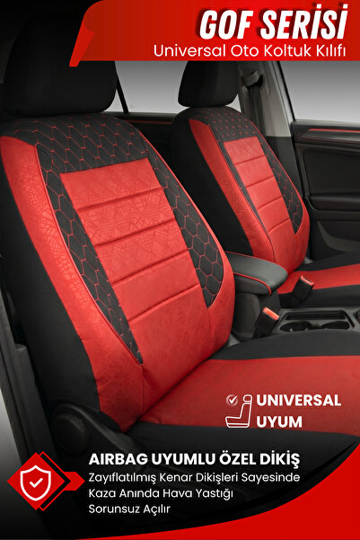 SMRAUTOACCESSORY Ford Tourneo Connect Uyumlu Oto Koltuk Kilifi Gof Kirmizi-kirmiz