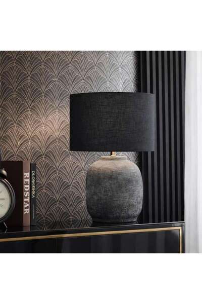 PAN HOME مصباح طاولة بوين E27 تيراكوتا 30.5×65 سم - أسود