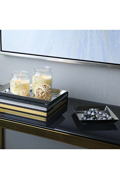 PAN HOME صينية ديكور من الفولاذ من بيجو مقاس 15×15 سم - فضية اللون