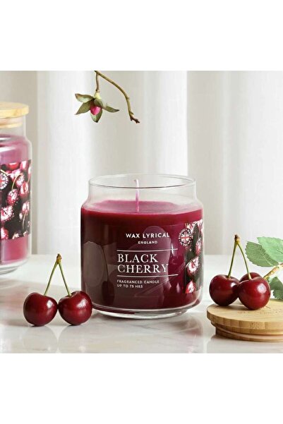PAN HOME Wax Lyricals Black Cherry Paraffin Wax Candle 335gms 9x9x10cm - Red