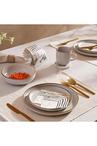 PAN HOME Elsa Reactive 16-piece Stoneware Dinner Set - Grey