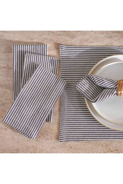 PAN HOME Velisha Pinsripe 4piece Napkin Set 45x45cm - Navy