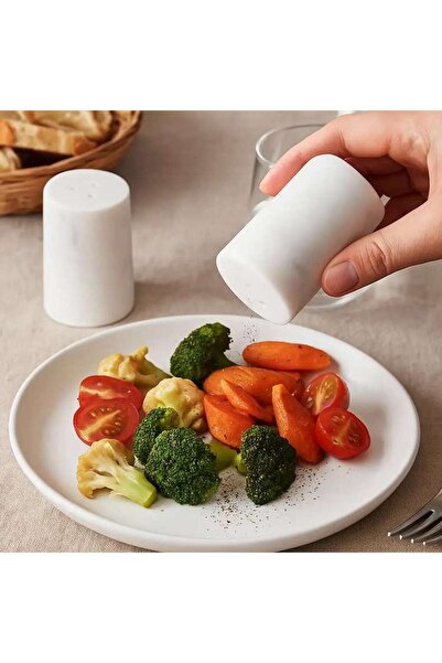PAN HOME Mison 2-Piece Marble Salt Pepper Shaker Dia4x9cm -White
