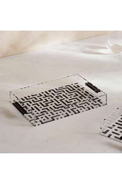 PAN HOME Mirage Geometric Design Acrylic Decor Tray 30x20x4cm- Black