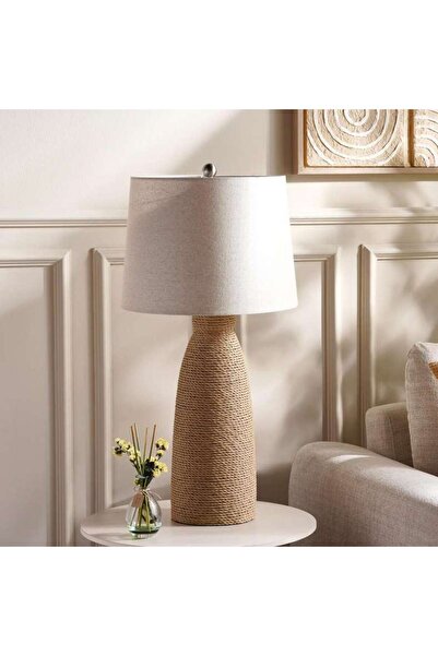 PAN HOME مصباح طاولة بيرين E27 من حبل عشب البحر - قطر 38×76 سم - طبيعي