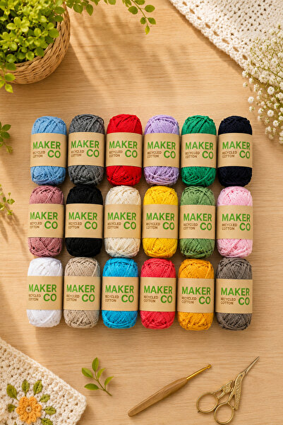 Liva Craft Set de fire pentru tricotat Makerco, 18 fire amigurumi, set de fir...