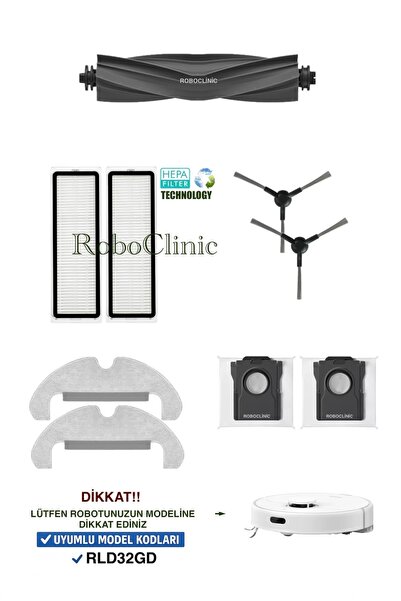Roboclinic Dreame D10 Plus Gen 2 (RLD32GD) Robot Süpürge Uyumlu Yedek Toz Tor...