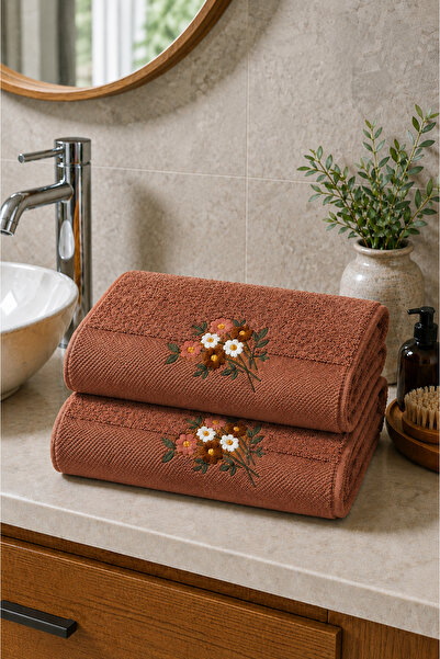 Vannes Home 100% bumbac, broderie colorată, set de 2 prosoape pentru mâini și...