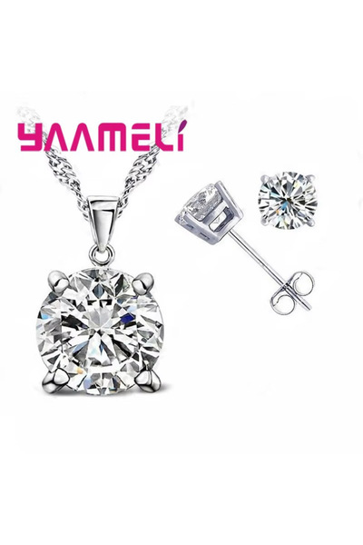 Choice6 white Fast Shipping 925 Serling Silver Color Shiny Cubic Zirconia Nec...