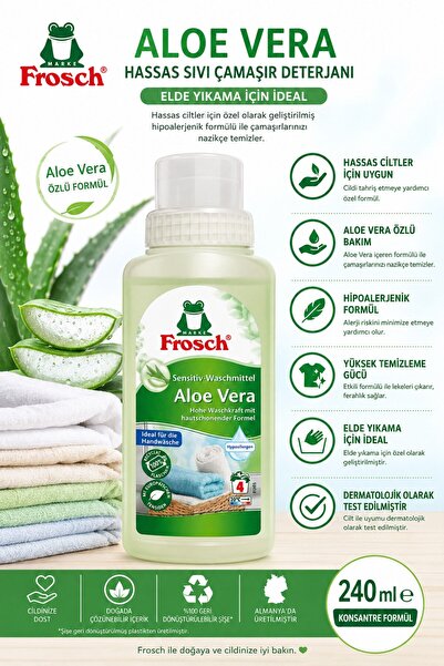 Frosch Hassas Ciltler İçin Aloe Vera Özlü Sıvı Çamaşır Deterjanı – Elde Yıkam...