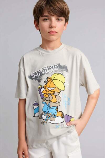DeFacto Tricou cu mânecă scurtă Garfield Oversize pentru băieți H8263A826HS