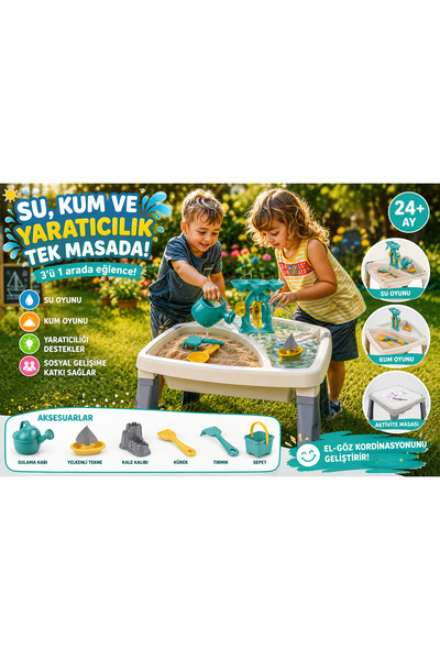 Cici Oyuncak Eğitici Eğlenceli Park Bahçe Oyuncakları Su Ve Kum Çalışma Masas...