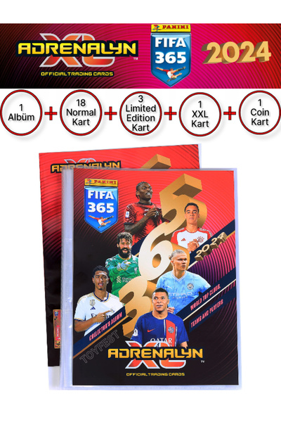 TOYFEST Panini Adrenalyn Fifa 365 - 2024 TCG Mega Starter Pack، ألبوم مجلة بط...