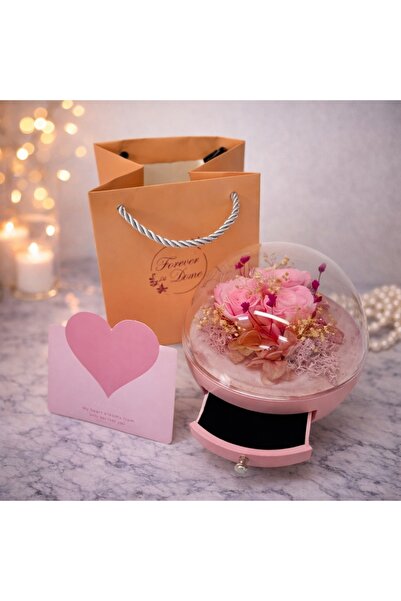 velve Cutie de bijuterii One Rose cu trandafiri si hortensii criogenate, feli...