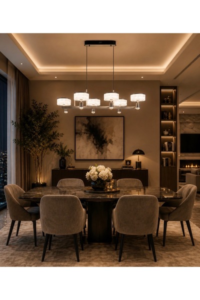 Led YENİ MODEL 6 LI OVAL LÜX AVİZE 3 IŞIK SEÇENEĞİ