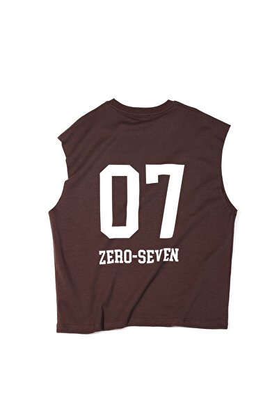 no7man Zero-Seven Brown Oversize Sleeveless 100% Cotton Men's Tshirt