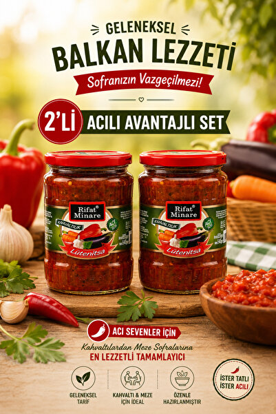 Rifat Minare 2 Adet Rifat M. Lutenitsa Acı Sos Cam Kavanoz 540 gr