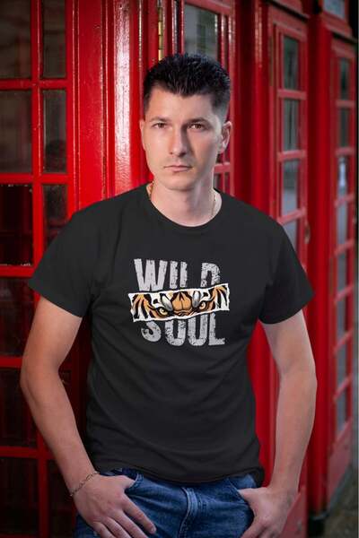 buzagi tasarım ürünleri تي شيرت Wild Soul ذو القصة العادية باللون الأسود