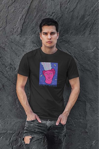 buzagi tasarım ürünleri In Your Head Regular Fit Black Unisex T-Shirt