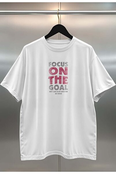 buzagi tasarım ürünleri Organic Cotton Digital Printed Oversize White T-Shirt