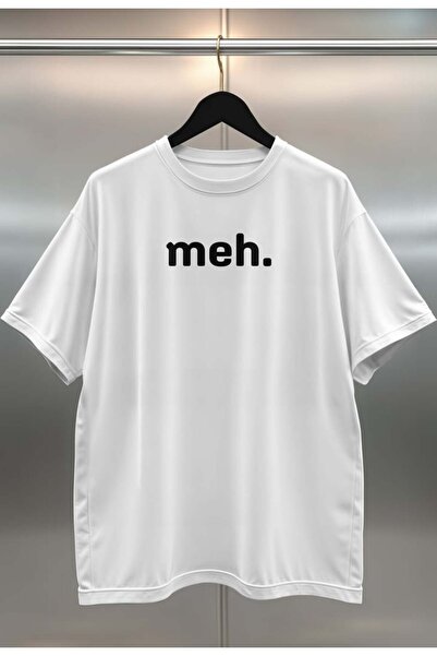 buzagi tasarım ürünleri Meh. Digital Printing Oversize White Unisex T-Shirt