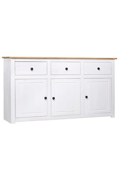 Concept Servantă, alb, 135 x 40 x 80 cm, lemn masiv de pin, gama Panama