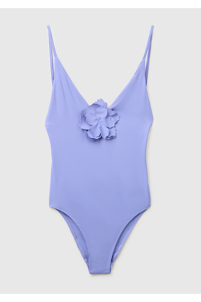 United Colors of Benetton Women's lilac floral applique detailed low-back swi...