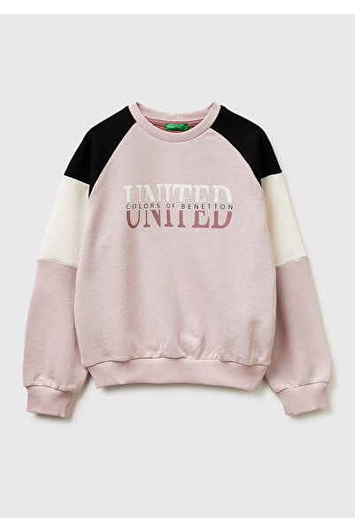 United Colors of Benetton Κοριτσίστικο φούτερ με λαιμόκοψη ποδηλάτου σε μπλε ...