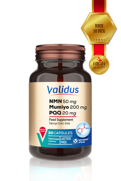 Validus NMN 50 ملغ + مومييو 200 ملغ + PQQ 20 ملغ 30 كبسولة