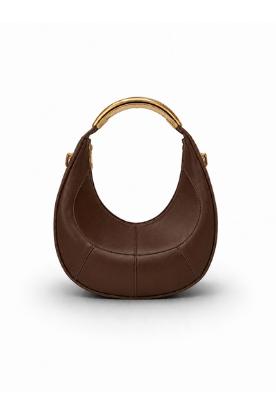 fular & bags Geantă de umăr și de mână maro pentru femei, cu fermoar și mâner...