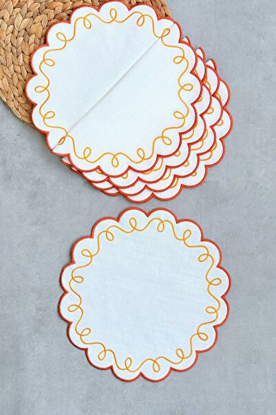 Mora Tekstil 6-Person Embroidered American Service Set |   Special Design Sup...