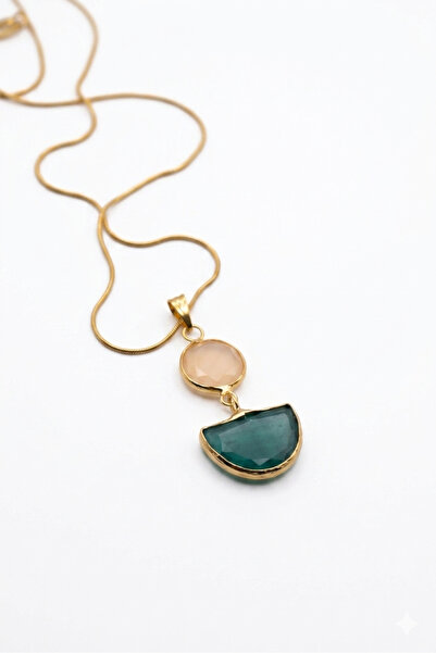 suayjewellery Zümrüt ve limon kuvars taşlı kolye