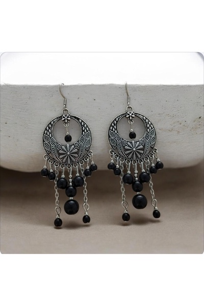 Birtakı'm Şeyler Black Authentic Handmade Earrings