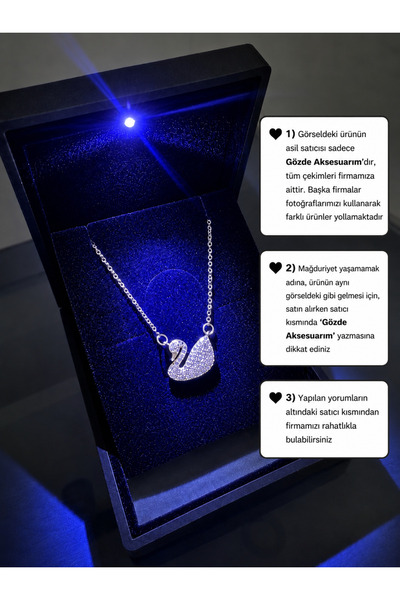 shop IŞIKLI KUTUDA GÜMÜŞ RENK KUĞU KOLYE ÇELİK